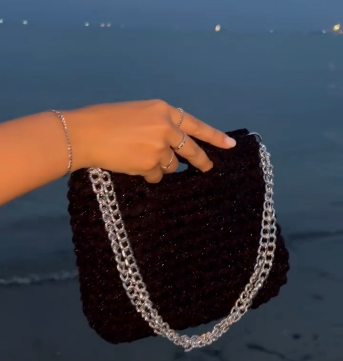 Lurex nero - borsetta a mano