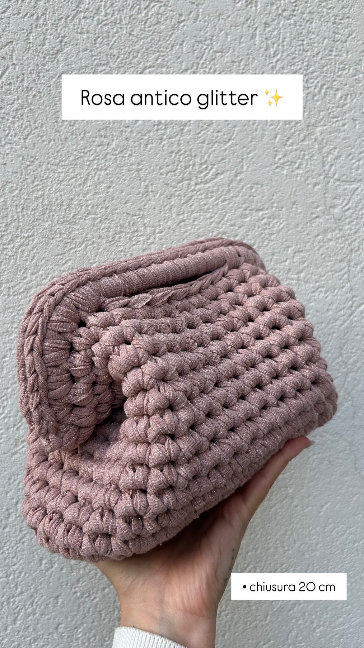 Rosa tenue brillantata clutch + catena oro