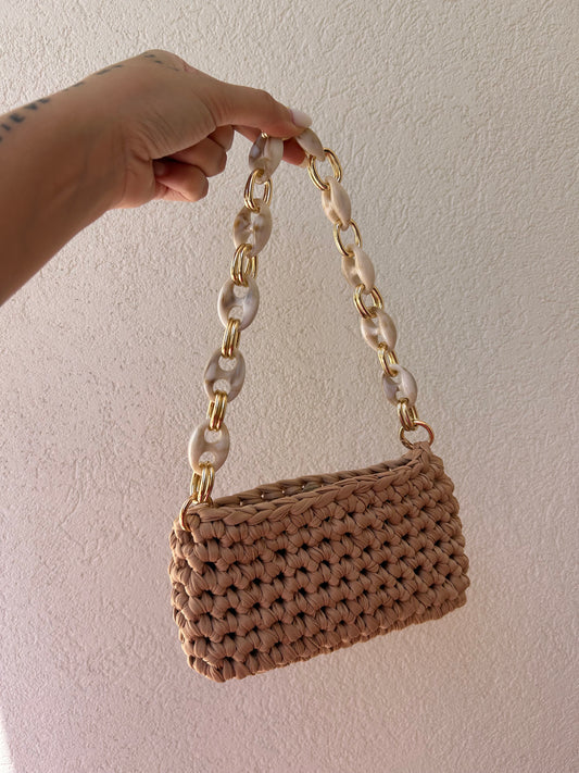 Borsetta a mano - manico marrone e bianco