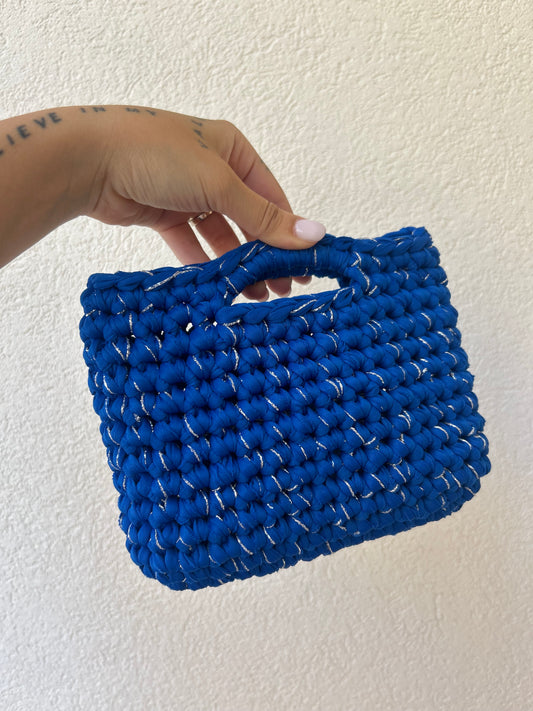 Blu elettrico e argento - borsetta a mano