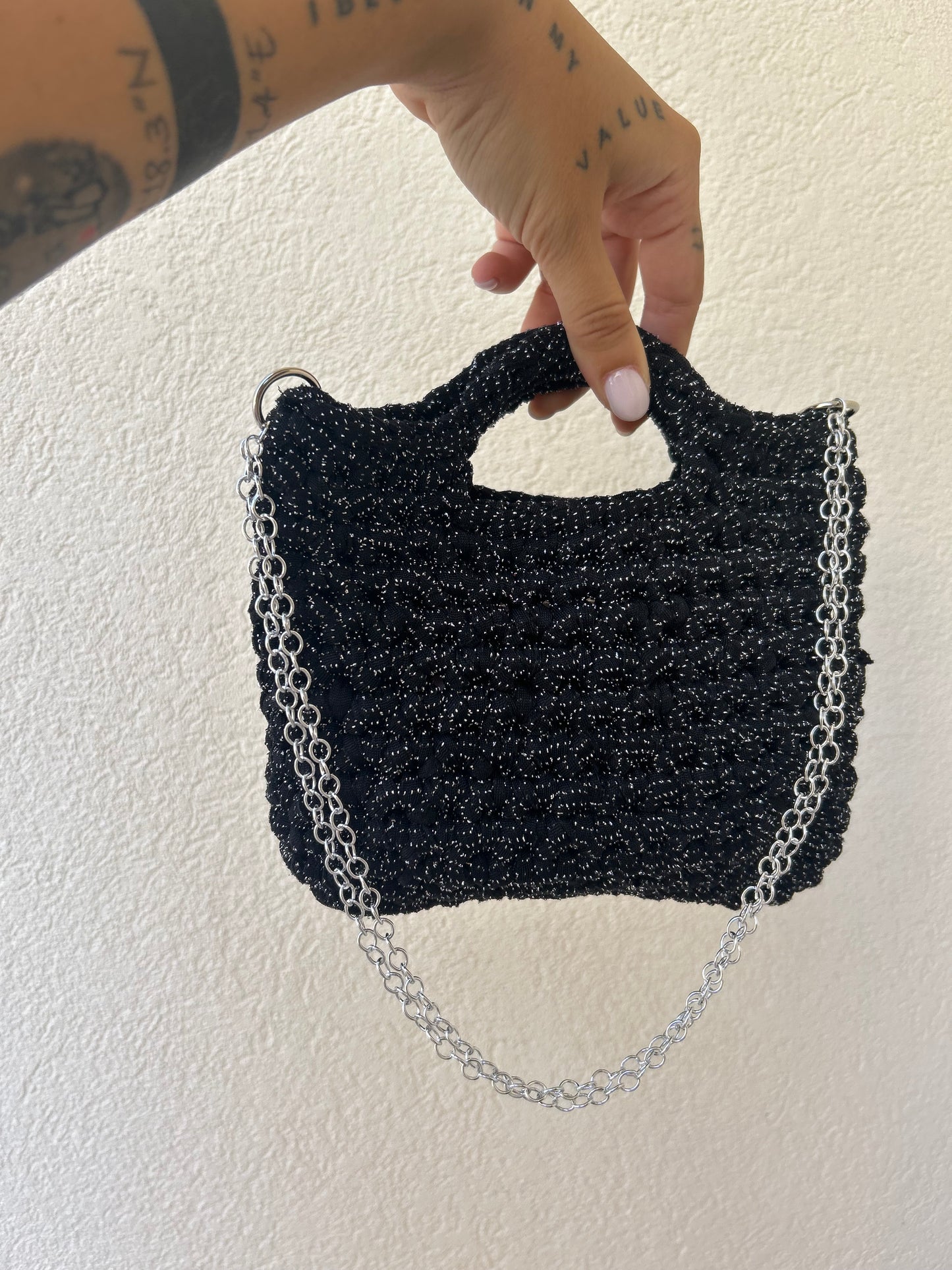 Borsetta a mano / spalla - lurex argento