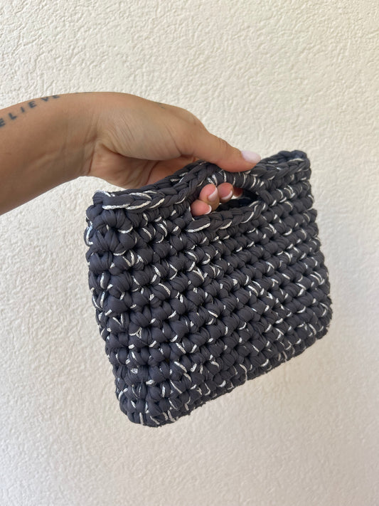 Grigio antracite e argento - borsetta a mano