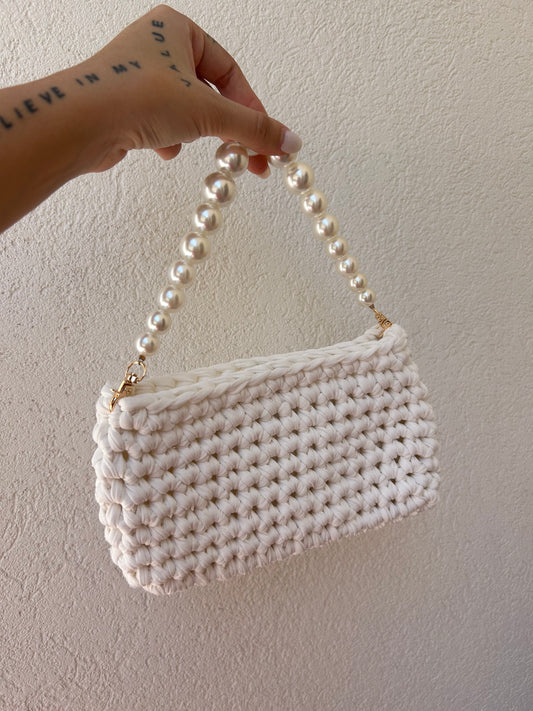 Borsetta a mano, manico di perle