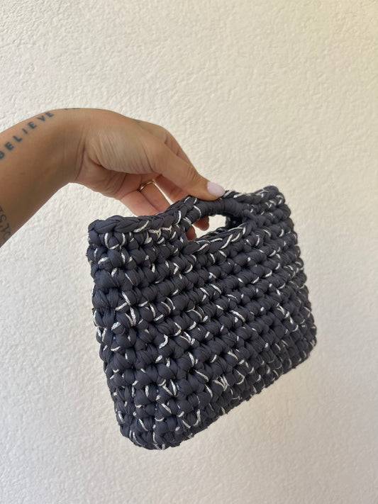 Grigio antracite e argento - borsetta a mano